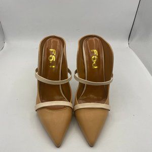FSJ nude double strap mules stilettos heels pumps shoes